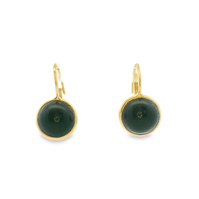 14K YG Onyx Leverback Earrings