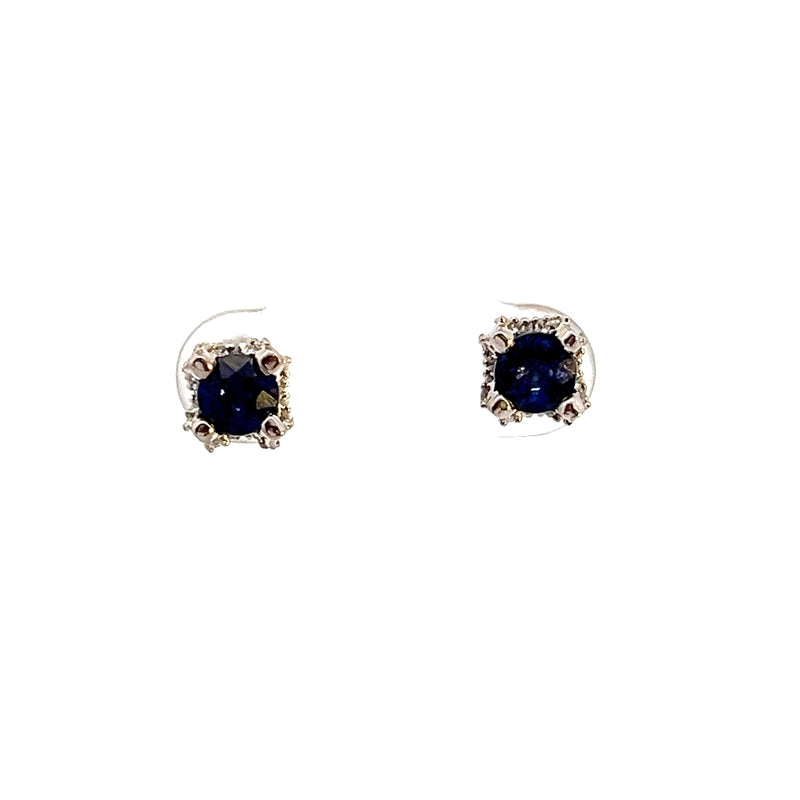 14K WG Sapphire & Diamond Stud Earrings