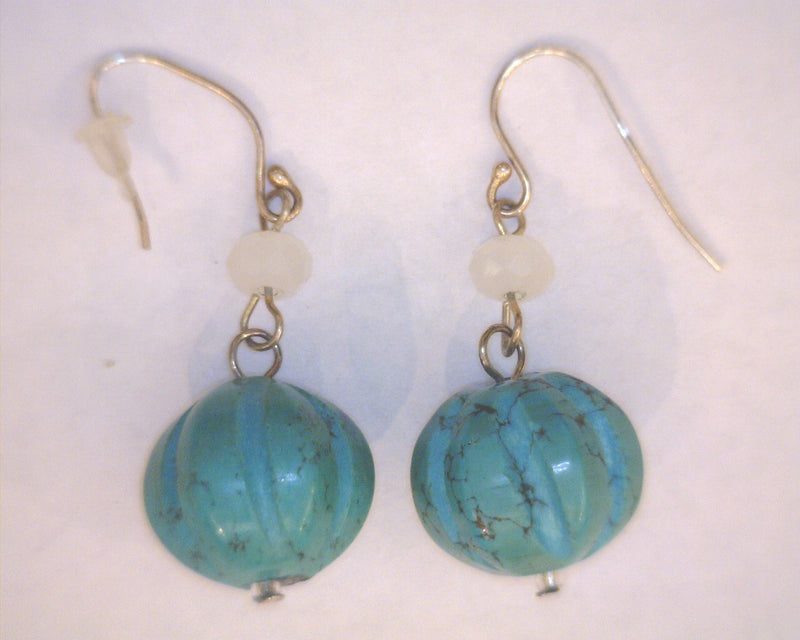 SS TURQUOISE/MOONSTONE EARRINGS