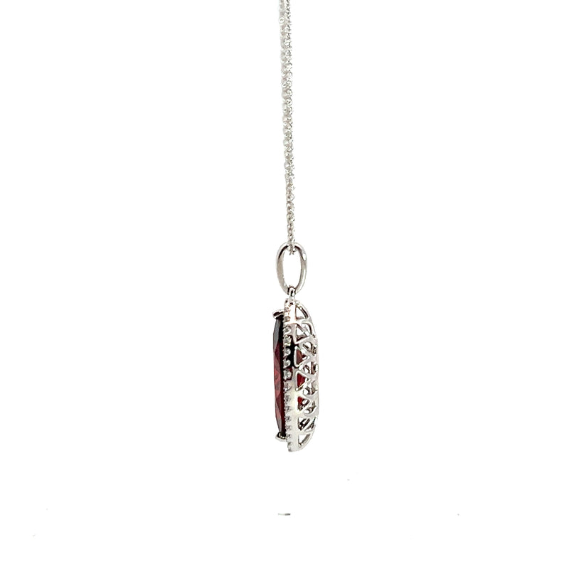 14K WG Garnet & Diamond Pendant