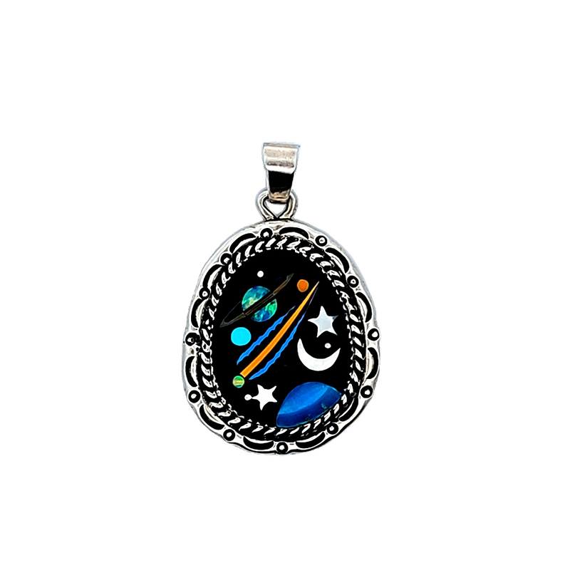 Sterling Silver Inlay Galaxy pendant with Multi Gemstones