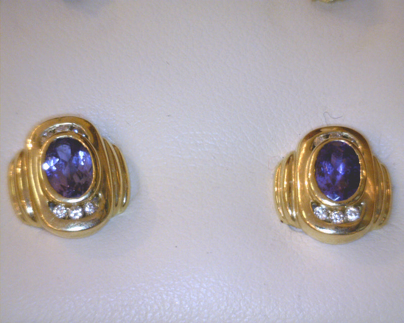 14K YG TANZANITE /DIAMOND EARRINGS