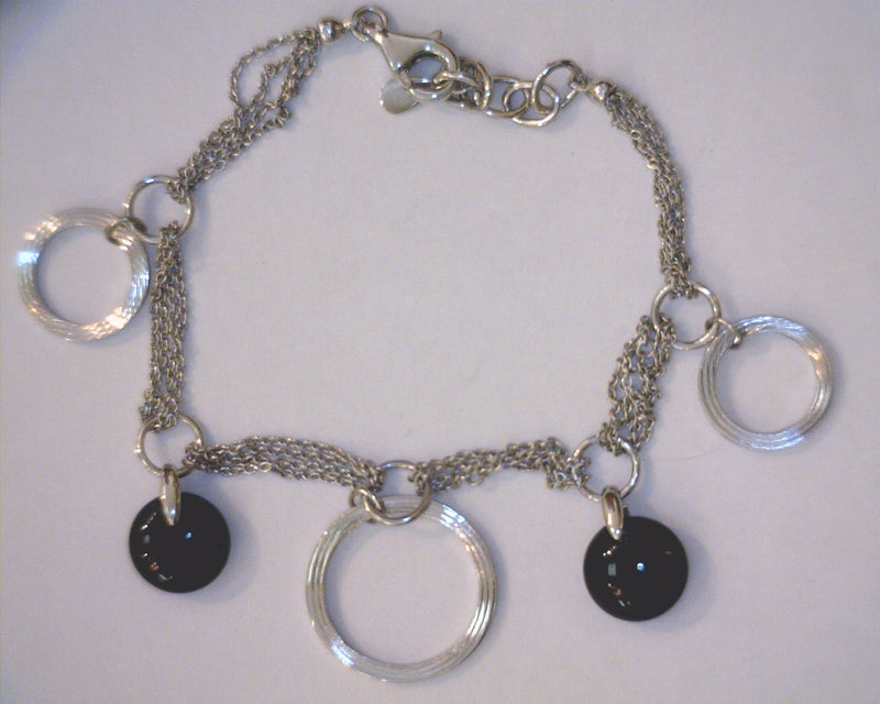 STERLING SILVER/ONYX BRACELET