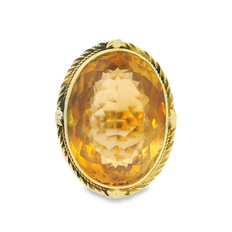 14K YG Vintage Citrine Ring Size