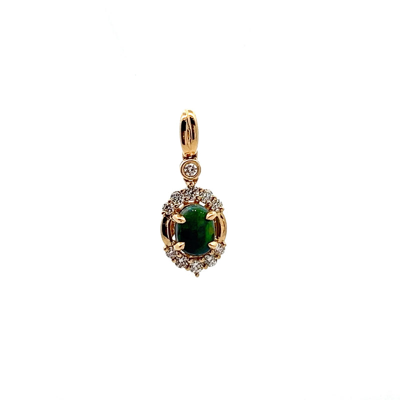 18K YG Black Opal & Diamond Pendant