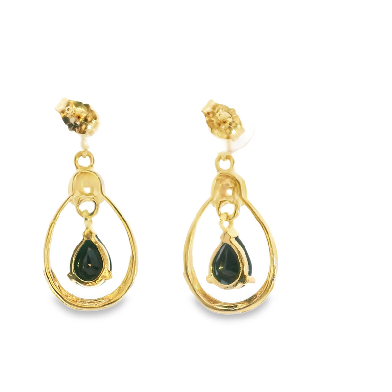 14K YG Sapphire & Diamond Drop Earring