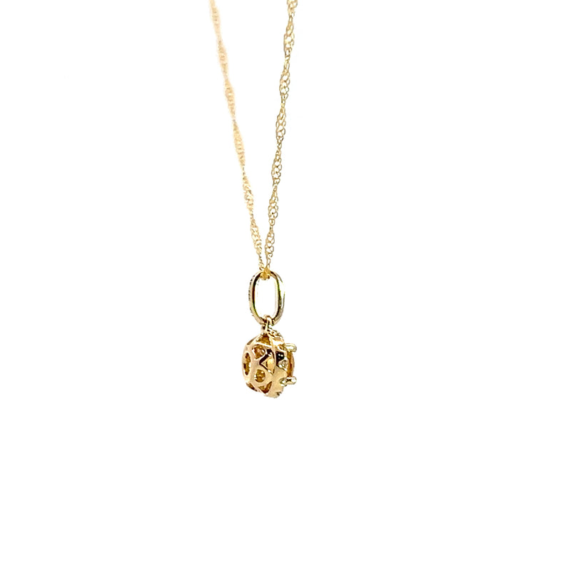 14K YG Golden Tourmaline & Diamond Pendant