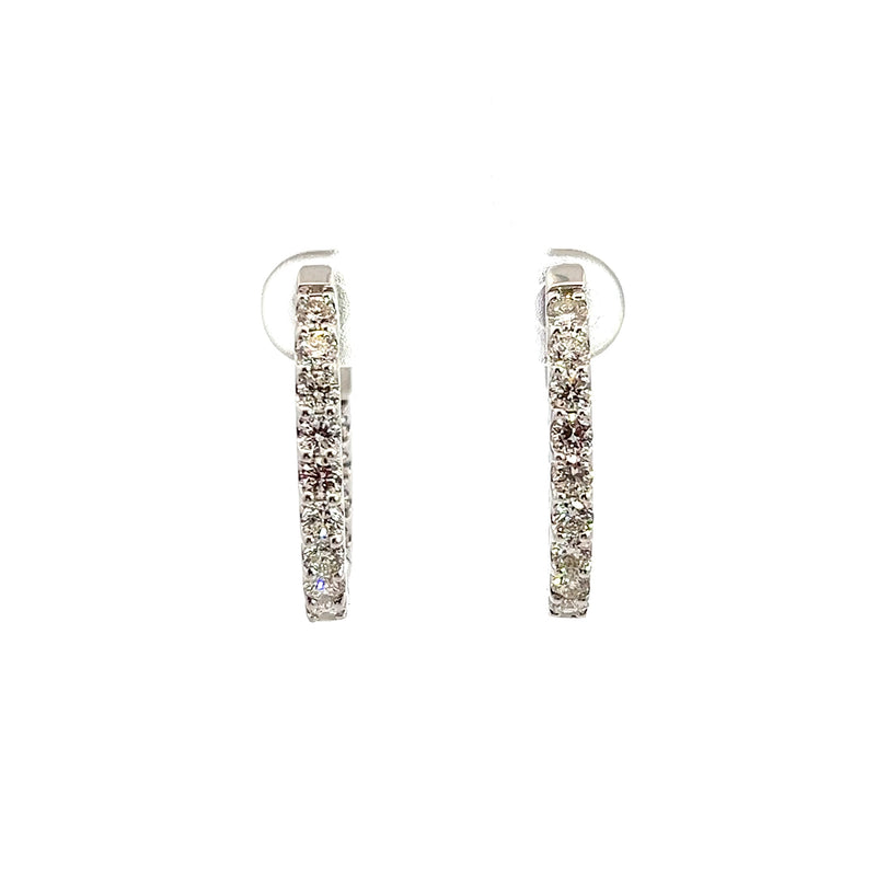 14K WG Oval DIamond Hoop Earrings 2.00 CT TW