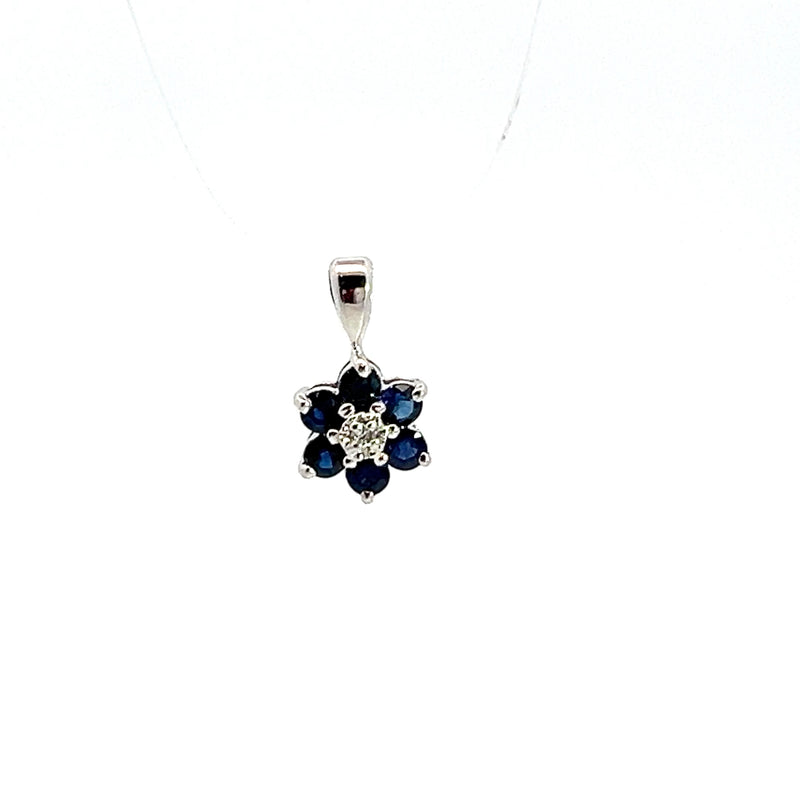 14K WG Sapphire & Diamond Pendant