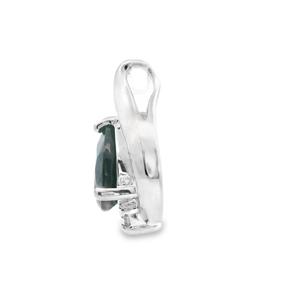 Sterling Silver Sapphire & CZ Pendant