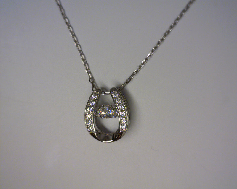 Sterling Silver CZ Horseshoe Pendant