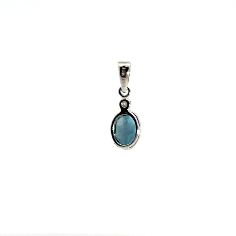 10K WG London Blue Topaz & Diamond Pendant