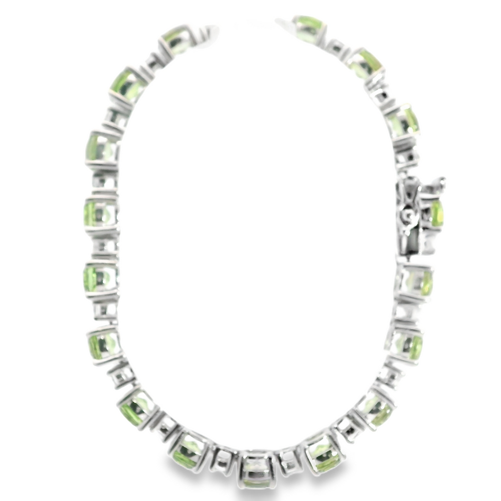 Sterling Silver Peridot & CZ Bracelet 6.75"