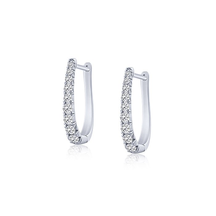 14K WG Tapered Diamond Hoop Earrings