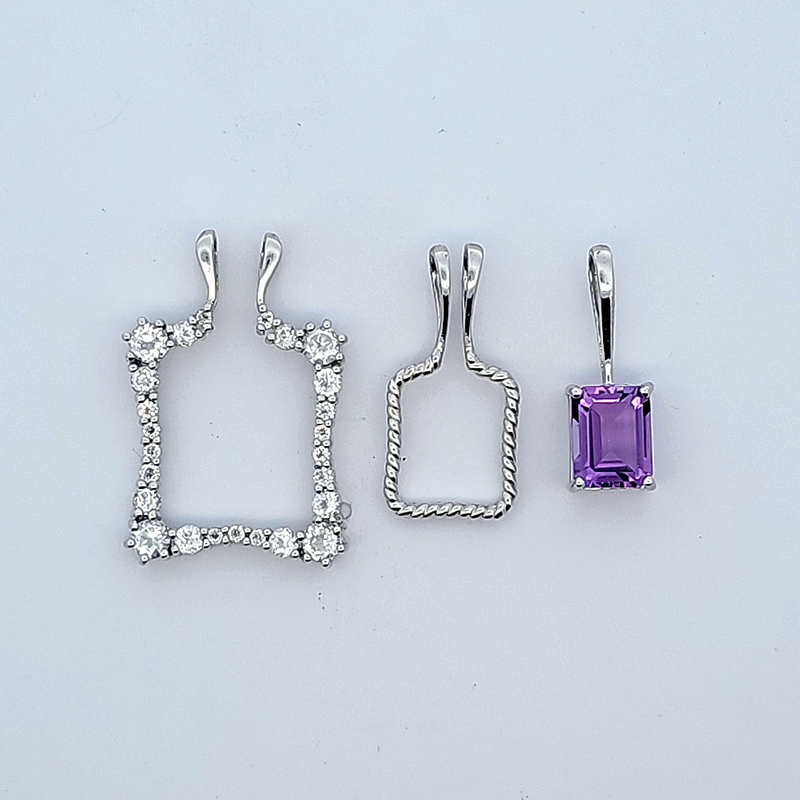 Sterling Silver Amethyst & White Topaz 3 Piece Pendant