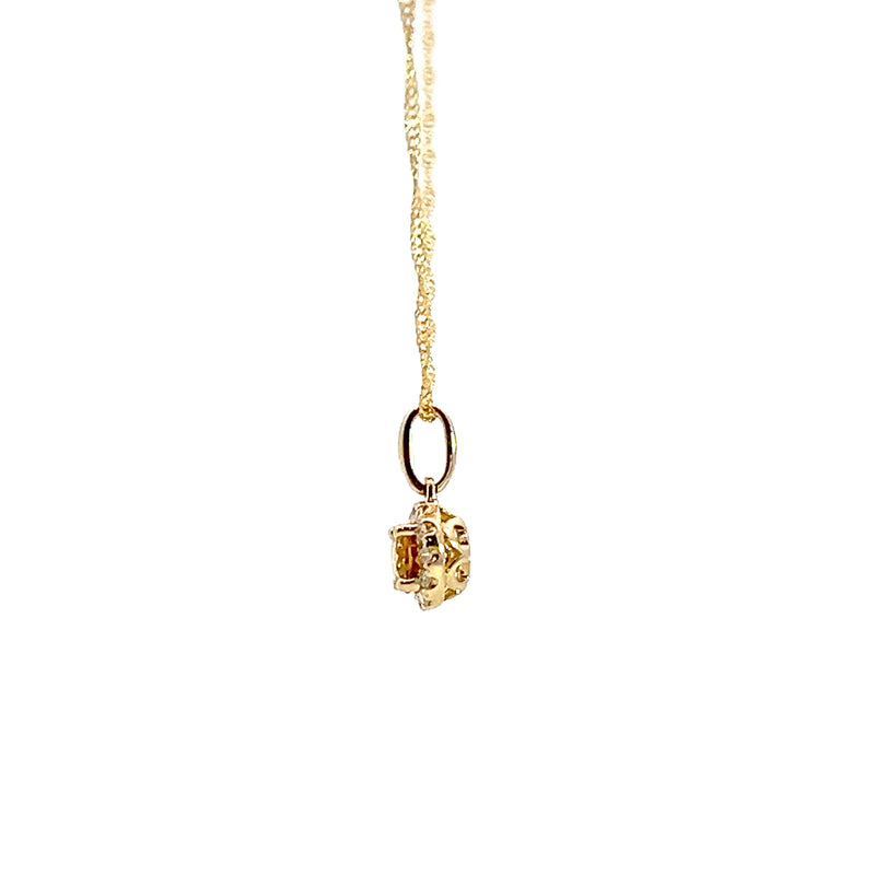 14K YG Golden Tourmaline & Diamond Pendant