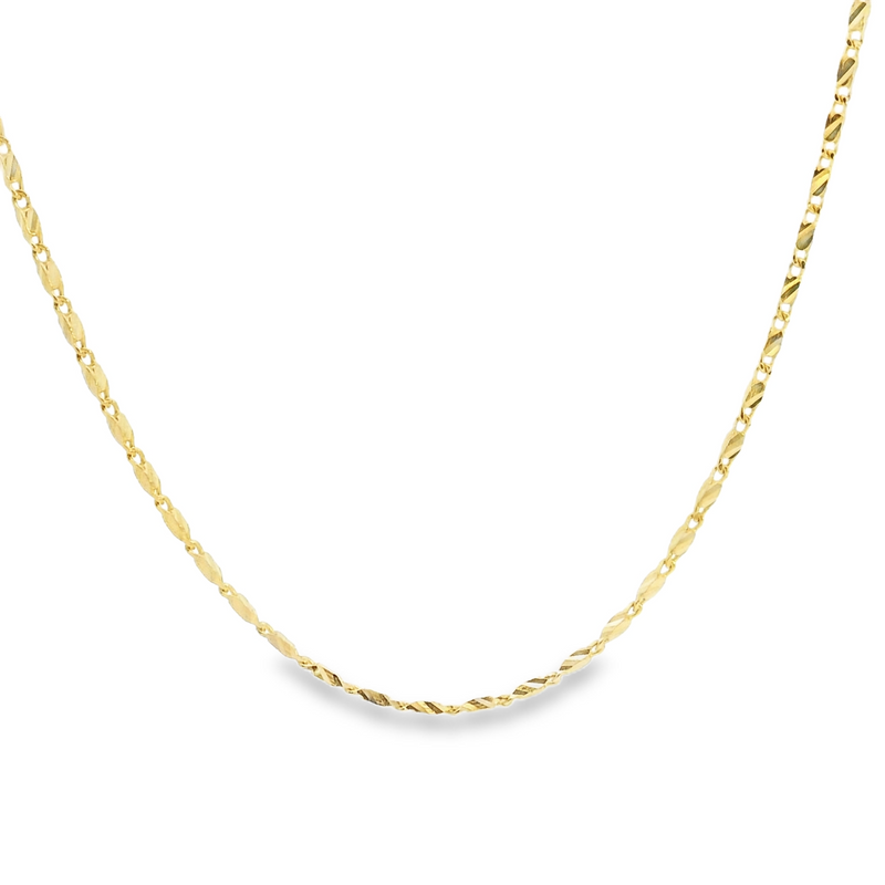 10K YG Fancy Diamond Cut Link Chain 14"