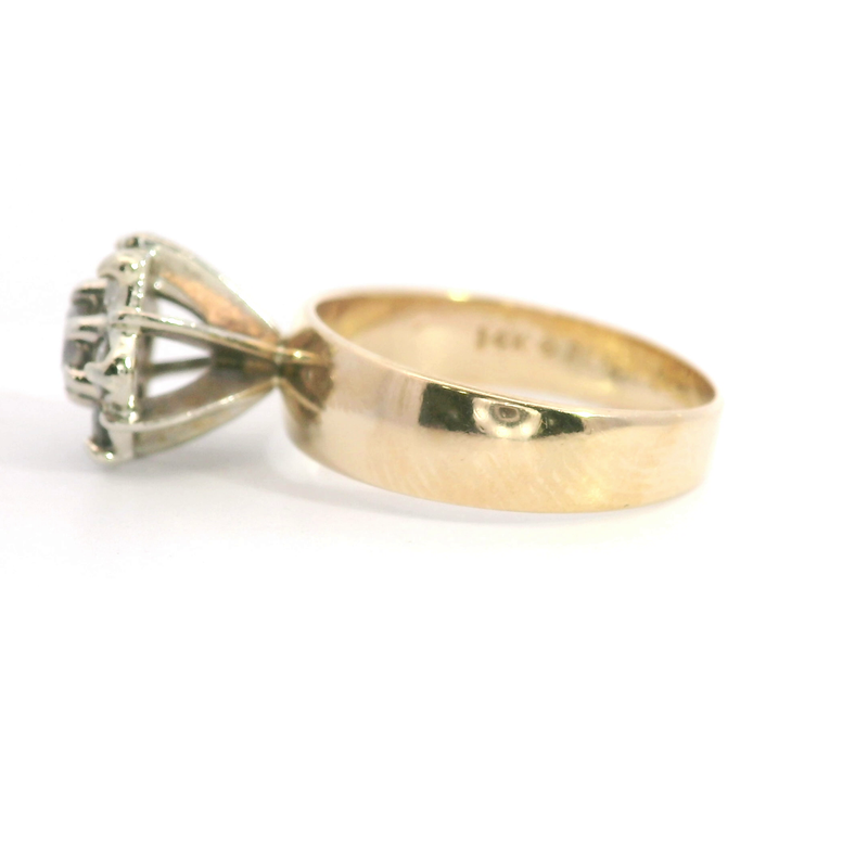14K YG Cluster Diamond Ring