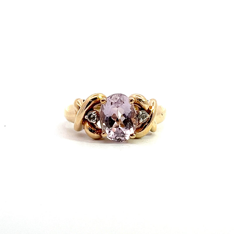 10K YG Kunzite & Diamond Ring