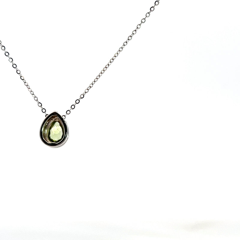 14K WG Peridot Solitaire Necklace