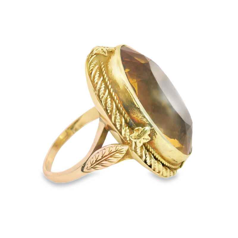 14K YG Vintage Citrine Ring Size