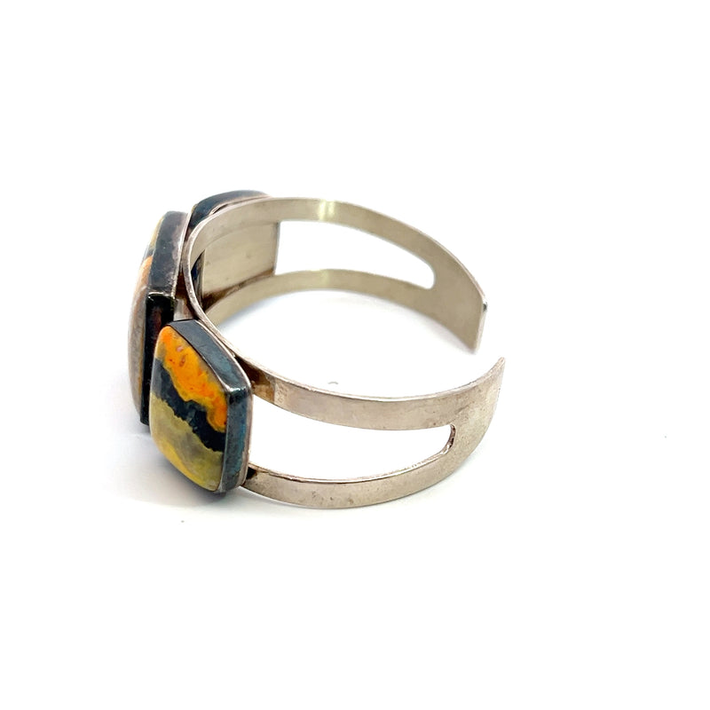 Sterling Silver Bumblebee Jasper Cuff Bracelet