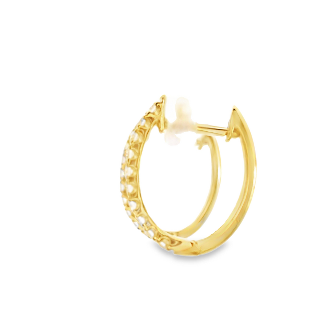 14K YG Oval Diamond Hoop Earrings