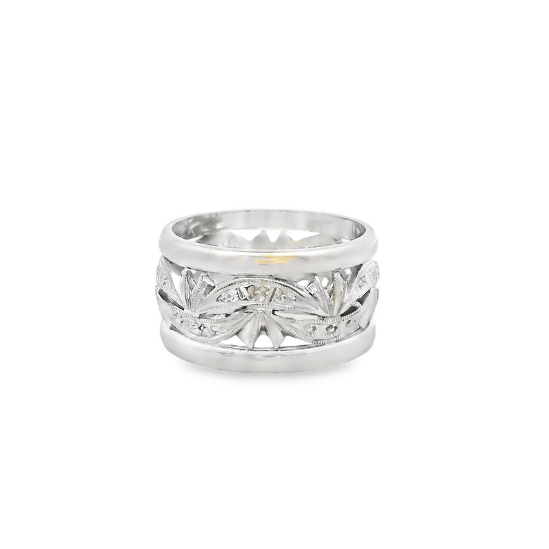 14K White Gold Wide Fashion Ring