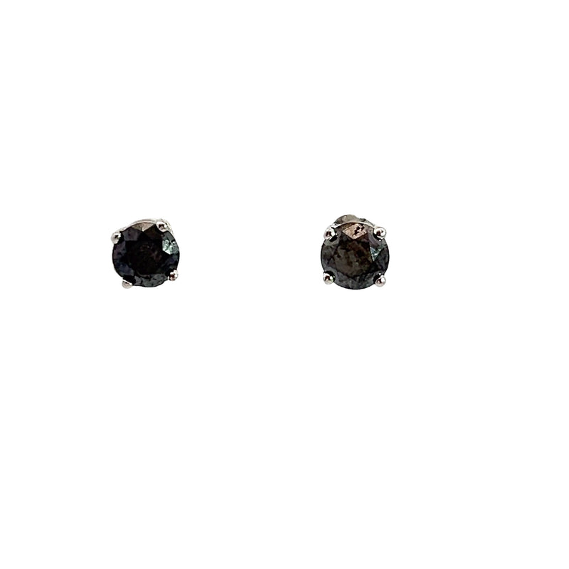 Sterling Silver Black Diamond Stud Earrings