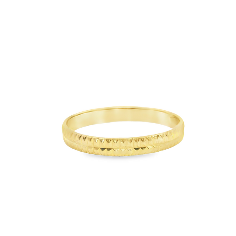 18K YG Diamond Cut Wedding Band