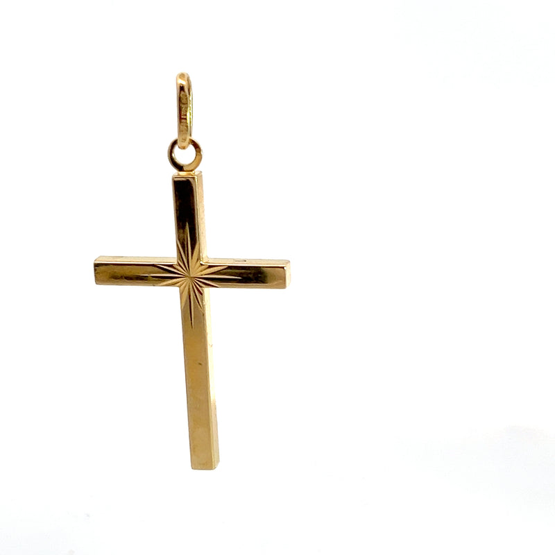 14K YG Diamond Cut Crucifix