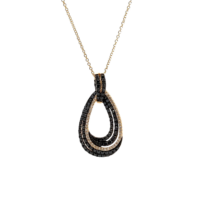 Effy 14K YG Black & White Diamond Pendant