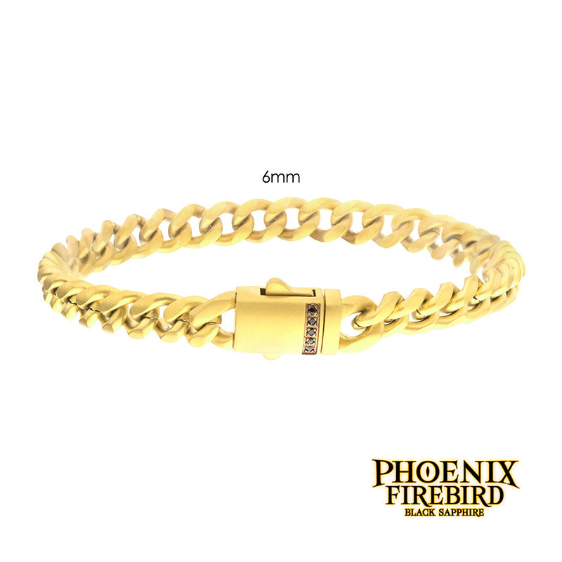 8mm 18Kt Gold IP Steel Matte Finish Miami Cuban Chain Bracelet