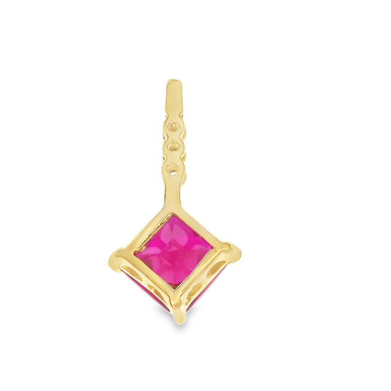14K YG Lab Grown Ruby & Diamond Pendant