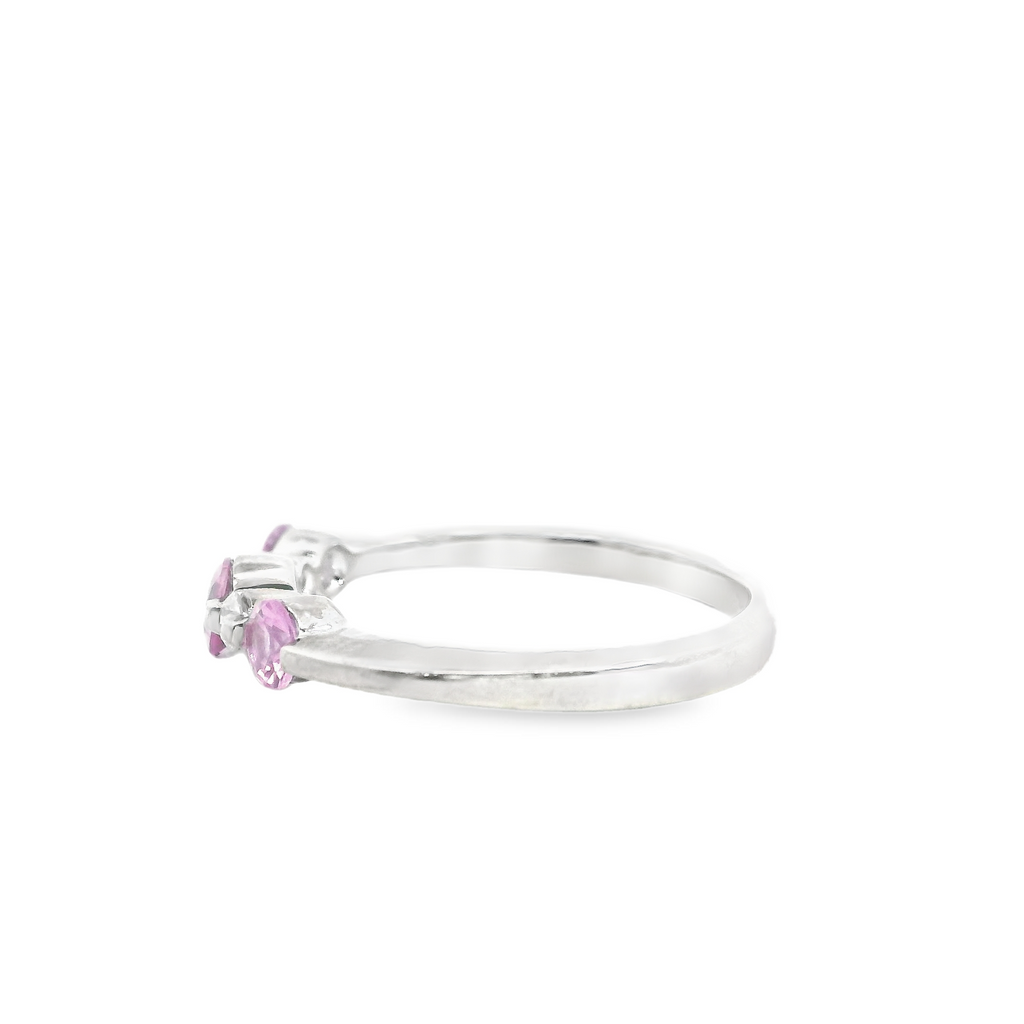 10K WG Pink Sapphire & Diamond Band