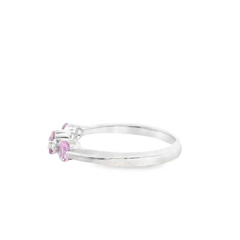 10K WG Pink Sapphire & Diamond Band