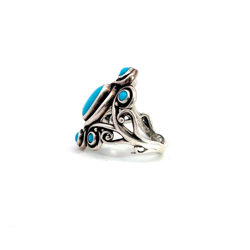 Sterling Silver Ornate Turquoise Ring