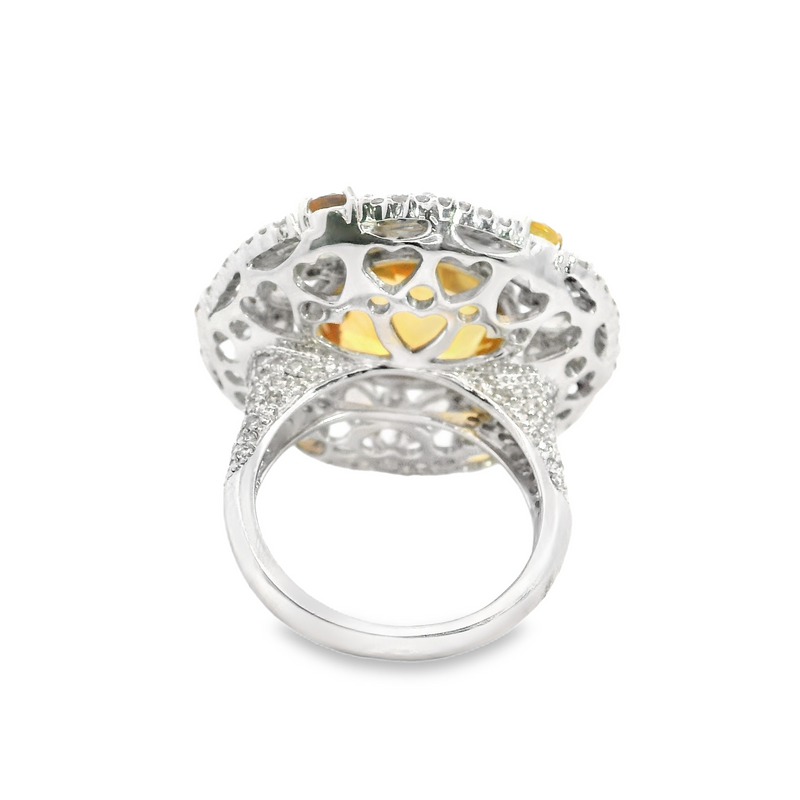 14K WG CITRINE/PERIDOT/DIAMOND RING