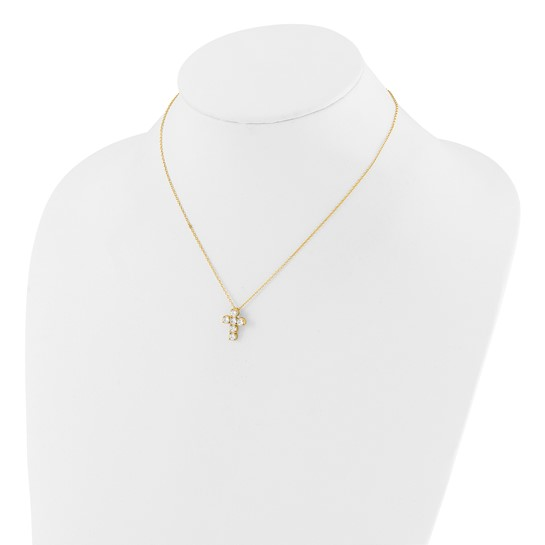 Gold-tone CZ Cross