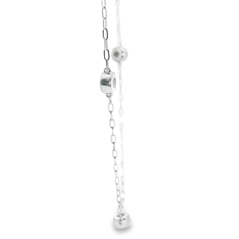 10K WG Enamel & Diamond Station Necklace
