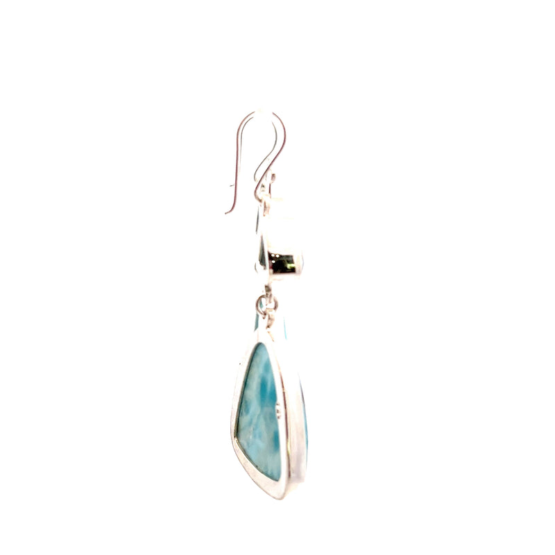 Sterling Silver Blue Topaz & Larimar Earrings