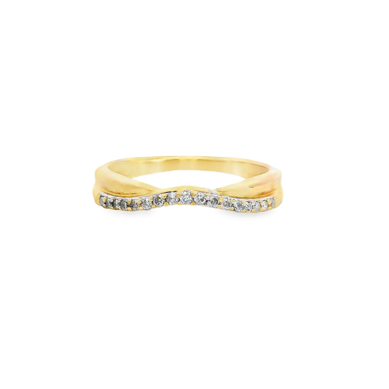 14K YG Curved Diamond Band