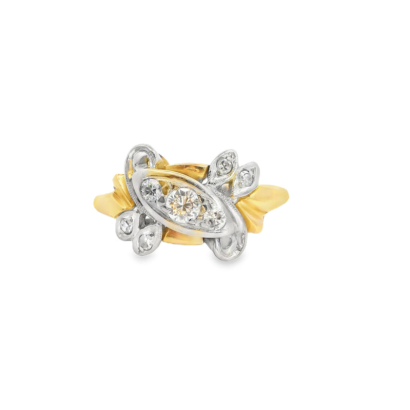 14K Two Tone Vintage Diamond Ring