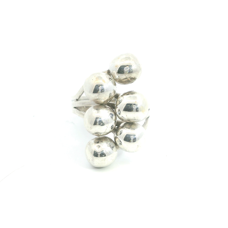 Sterling Silver Beaded Bubble Ring