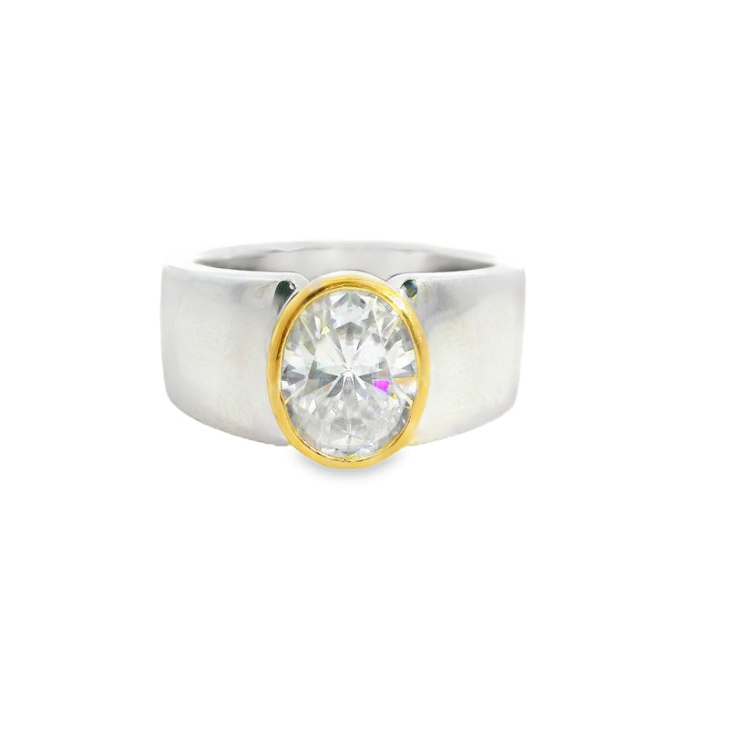 Sterling Silver & Gold Plated Oval CZ Ring