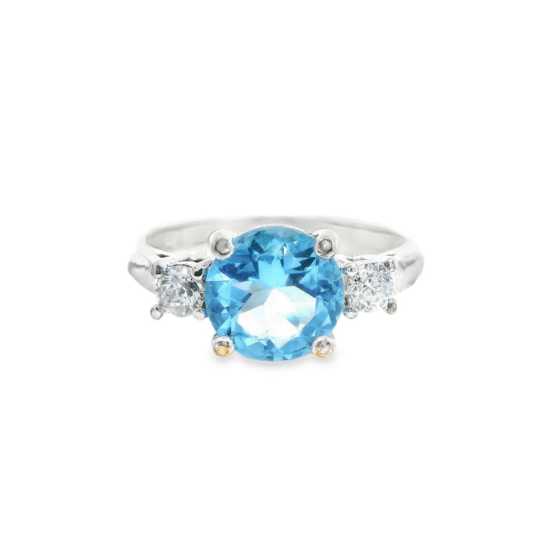 Sterling Silver Blue & White CZ Ring