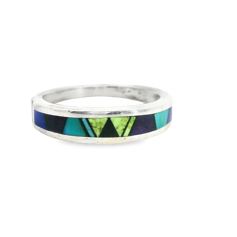 Sterling Silver Jasper, Tigers Eye, Opal & Onyx Ring