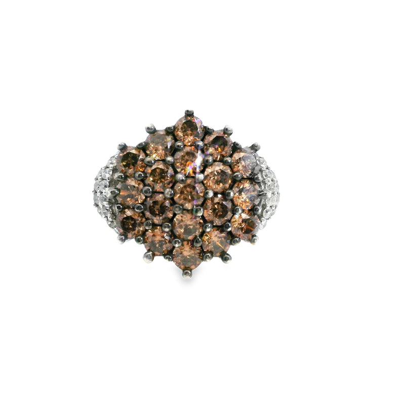 Sterling Silver Brown & White Topaz Ring