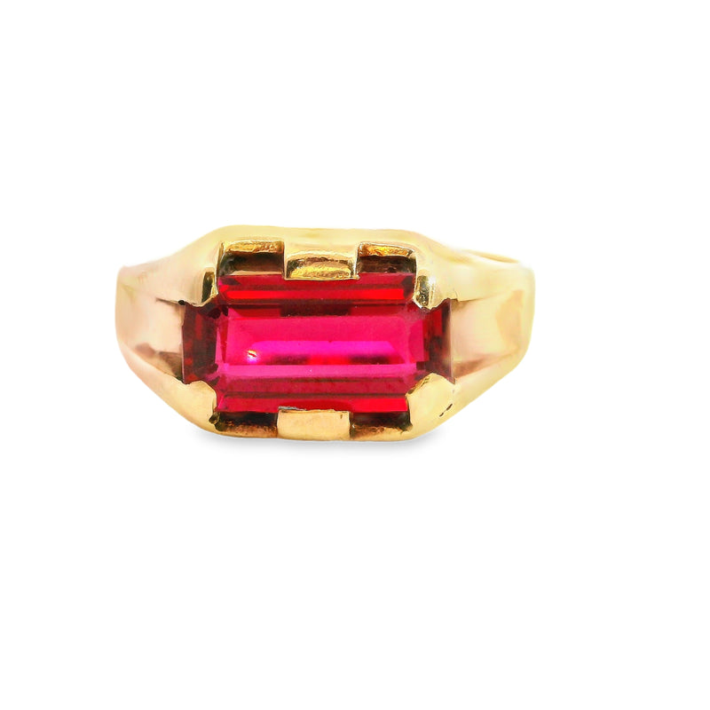 10K YG Lab Grown Ruby Ring