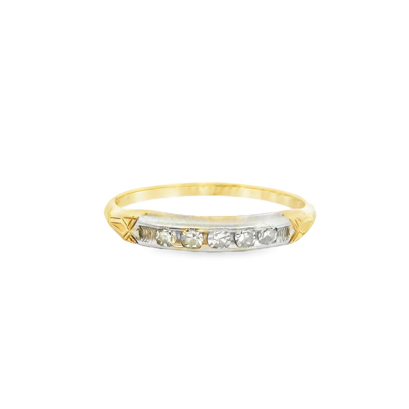 14K Two Tone Vintage Single Cut Diamond Band